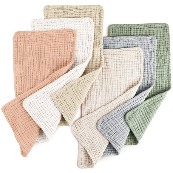 Konssy Muslin Baby Burp Cloths Sets For Unisex- 6 Pack Large 100% Cotton Burping Clothes For Newborn