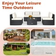 thumbnail image 6 of Gymax 5PCS Patio Outdoor Rattan Sofa Conversation Set w/ Seat & Back Cushions Off White, 6 of 10