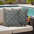 thumbnail image 4 of Pack of 2 Blue Boho Outdoor Pillow Covers Decorative, Waterproof Pillow Protector, Vintage Ethnic Tribe Abstract Art Floral Throw Pillowcases Accent Cushion Cases for Patio Couch Sofa 24"x24", 4 of 8