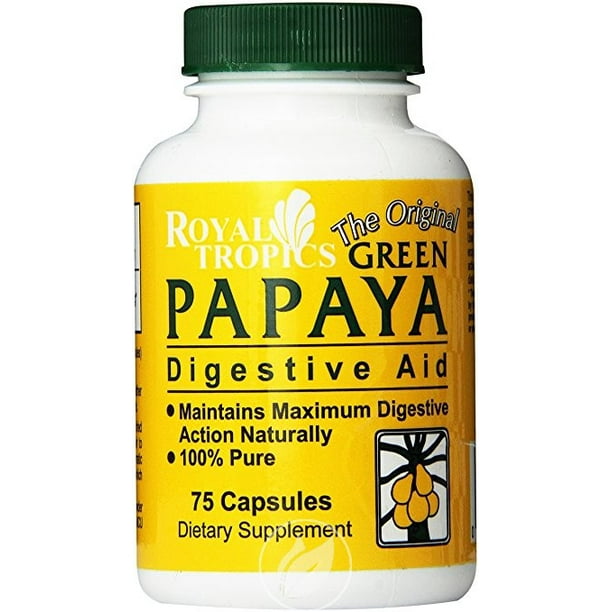 Green Papaya Digestive Enzymes 75 Caps by Royal Tropics, Pack of 2
