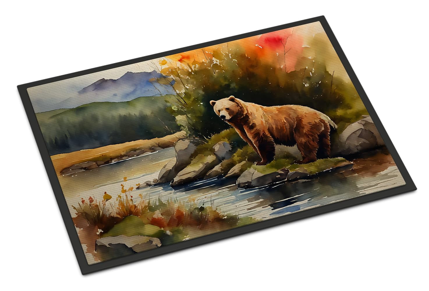 Caroline's Treasures DAC2943JMAT Kodiak Bear Doormat Front Door Mat Indoor Outdoor Rugs for Entryway, Non Slip Washable Low Pile, 24H X 36W