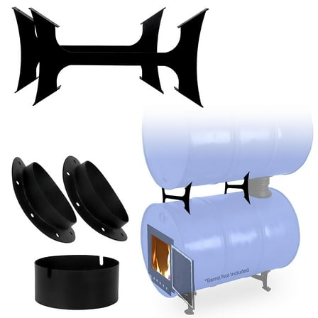 Double Barrel Stove Adapter Kit – Perfect for 30 to 55 Gallon Drums -  Camping Equipment Barrel Stove Kits - Fire Wood Camp Stove Fire Barrel Kit for Emergency Heating & Cooking