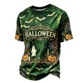 thumbnail image 3 of Havenx Mens Halloween T Shirts Pumpkin Print Shirt Short Sleeve Crewneck T-Shirts Spooky Scary Fashion Funny Lightweight Casual Tee,Green 3XL, 3 of 5