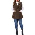 thumbnail image 2 of Agnes Orinda Women's Plus Size Halloween Outfits Corduroy Vest Lapel Sleeveless Double Breasted Fall Blazer Waistcoat with Pocket 1X Dark Brown, 2 of 6