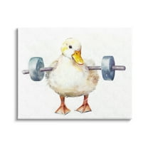 Stupell Industries Duck Lifting Weights Animals & Insects Painting Gallery Wrapped Canvas Art Print Wall Art, 20 x 16