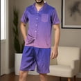 thumbnail image 5 of Hvyesh Men Silk Pajamas Set Sleepwear Sleep Shirt and Shorts Pajama Set Lightweight Soft Mens Pjs Lounge Set, 5 of 5
