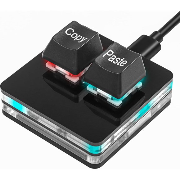 shiyou-USB Mini 2 Key Keypad 2-Key Copy Paste Keyboard OSU Keypad HotSwap One Handed Mechanical Gaming Keyboard with USB Cable for Accounting Working or Rhythm Games