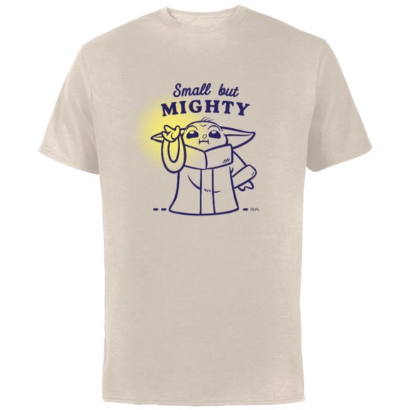Star Wars The Mandalorian Grogu Small But Mighty - Short Sleeve Cotton T-Shirt for Adults - Customized-Natural