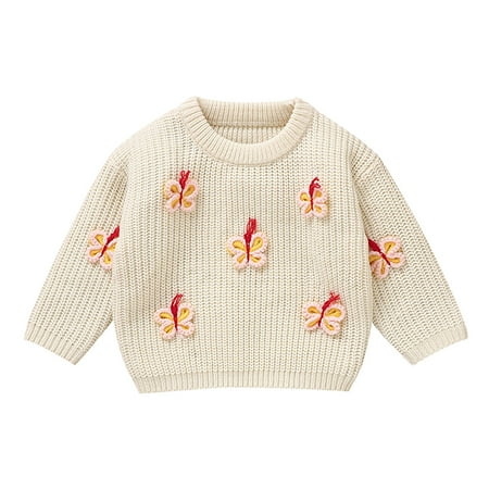 

XIMIN Toddler Turtleneck Boys Girls and Toddlers Fall and Winter Three Cute Butterfly Pattern Knitted Top Sweater Children s Knitted Sweater