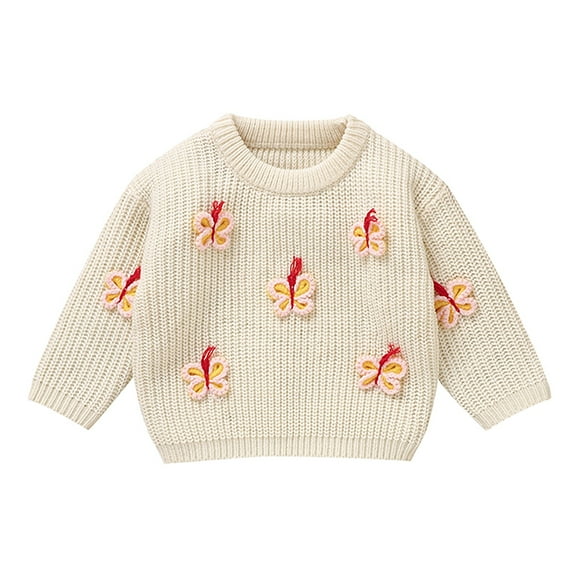 Coerni Toddler Boys Girls Knit Sweater Blouse Pullover Toddlers Fall and Winter Cute Butterfly Pattern Knitted Top Sweater