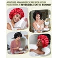 thumbnail image 5 of Double Layer Satin Hair Bonnet with Tie Band, Reversible Silk Sleep Cap, Soft Breathable Night Hair Wrap for Curly Natural Hair Daily Hair Care, 5 of 8