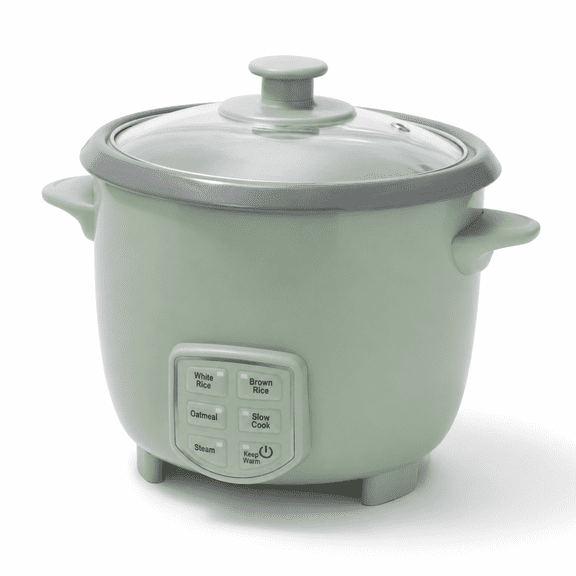 3 Cup Uncooked / 6 Cup Cooked Green Electric Rice Cooker with Steamer Tray