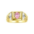 thumbnail image 1 of RYLOS Men's Rings Yellow Gold Plated Silver Rings Designer Weave Band 7X5MM Gemstone &  Diamond Ring Pink Ice October Birthstone Rings For Men Size 10, 1 of 7