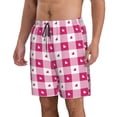 thumbnail image 2 of Kdxio Plaid Heart Pattern Mens Casual Shorts - Drawstring Summer Beach Sports Shorts for Men, 2 of 9