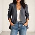 thumbnail image 5 of Fengqque Women’s Collarless Cropped Blazer Long Sleeve No Button Casual Business office Suit Jacket Outerwear Tops Dark Gray S, 5 of 9