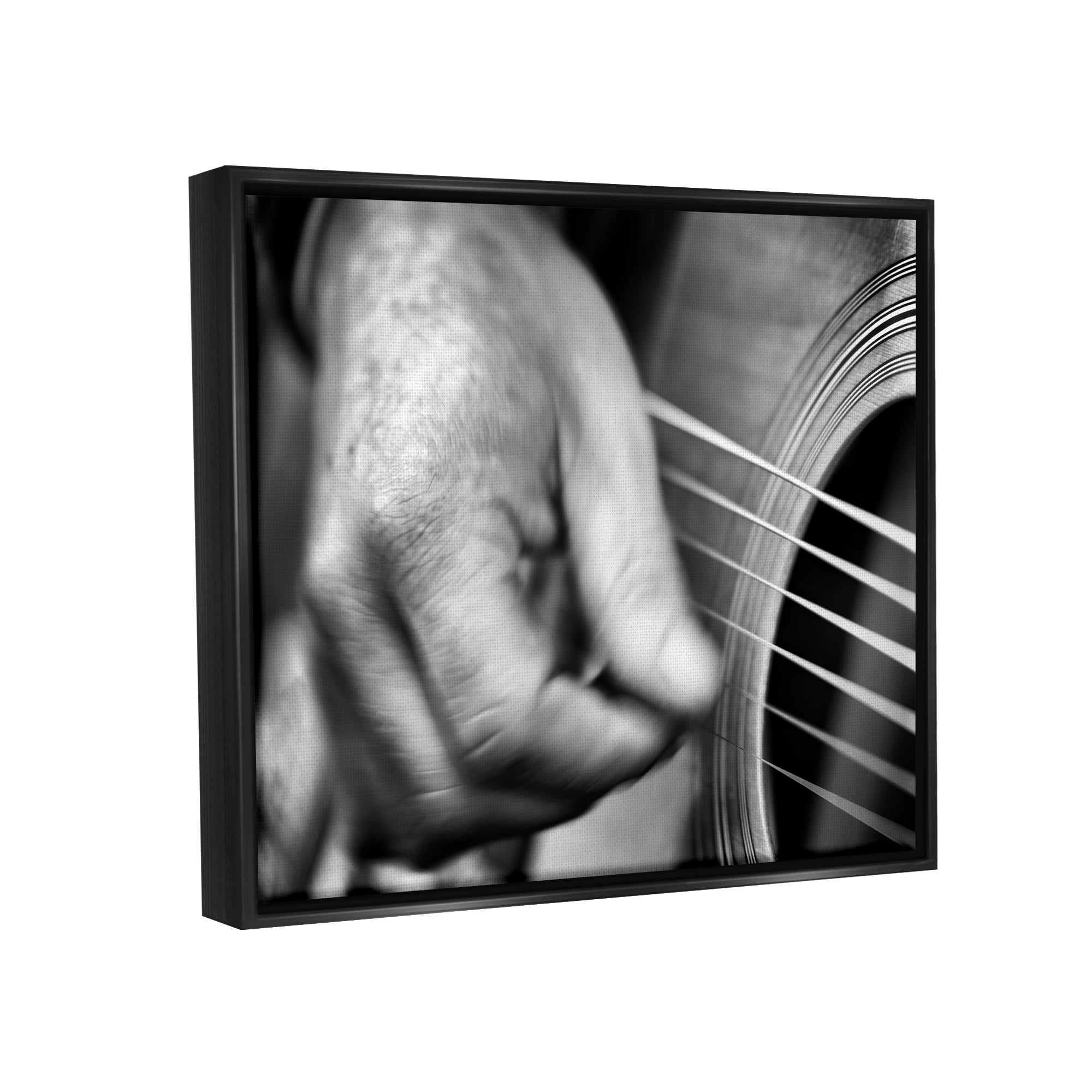 Stupell Guitar Playing Musician Up Close Beauty & Fashion Photography Black Floater Framed Art Print Wall Art