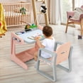 thumbnail image 3 of Gymax 2 in 1 Kids Easel Table & Chair Set Adjustable Art Painting Board Light Pink, 3 of 10