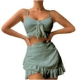 thumbnail image 1 of Bikinis for Women Womens Solid Color Wrapped Hip Skirt Split Swimwear Set, 1 of 8