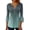 505_Dark Blue, variant on 3/4 Sleeve T Shirts for Women Spring And Summer Seven Minutes Of Bell Pressed Pleated Solid Color Button V Neck T Shirts Purple
