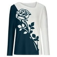 thumbnail image 4 of Babysbule Womens Casual Floral Printing Tops V-Neck Long Sleeve Loose Flowers T-Shirt Blouse s, 4 of 6