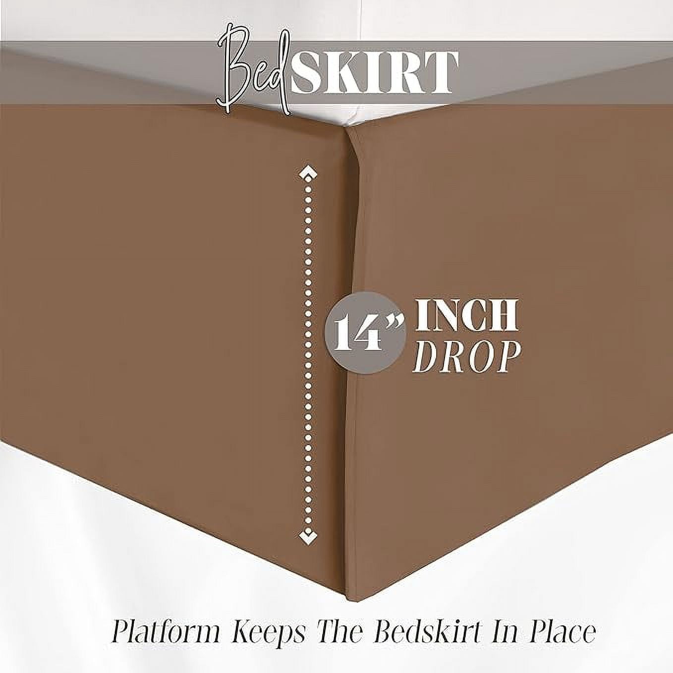 Elegant Comfort 1-Piece Solid Bed Skirt, 1500 Thread Count, Minimalist Design, Easy Care, Wrinkle and Stain Resistant , Full, Toasty Taupe
