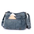 thumbnail image 4 of Bolso satchel informal para mujer, correa ajustable, bandolera, bolso de PU con cremallera (azul), 4 of 9