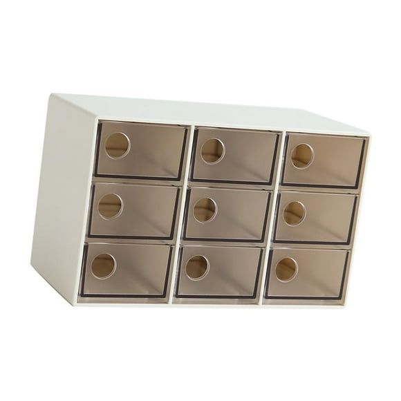Caja De Almacenamiento De Joyería De Plástico Mini pequeña De Desechos pequeña sala De Clasificación De Cajones De Celosía Brown 9 Grid perfecl Organizador de escritorio