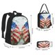 thumbnail image 2 of Disketp Patriotic Butterfly Floral Mochila Estampada de Gran Capacidad con Lonchera y Estuche, Set de 3 Piezas para Estudiantes, 2 of 7