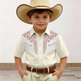 thumbnail image 2 of WAYUTE Denim Short Sleeve Shirt for Kids Boys Printed Western Style Top with Button Front Comfort Fit Casual Outdoor, 2 of 4