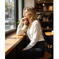 thumbnail image 4 of Women’s Fitted V-Neck Ribbed Knit Sweater, Long Sleeve Pullover Top, Sizes S-XL, 4 of 7