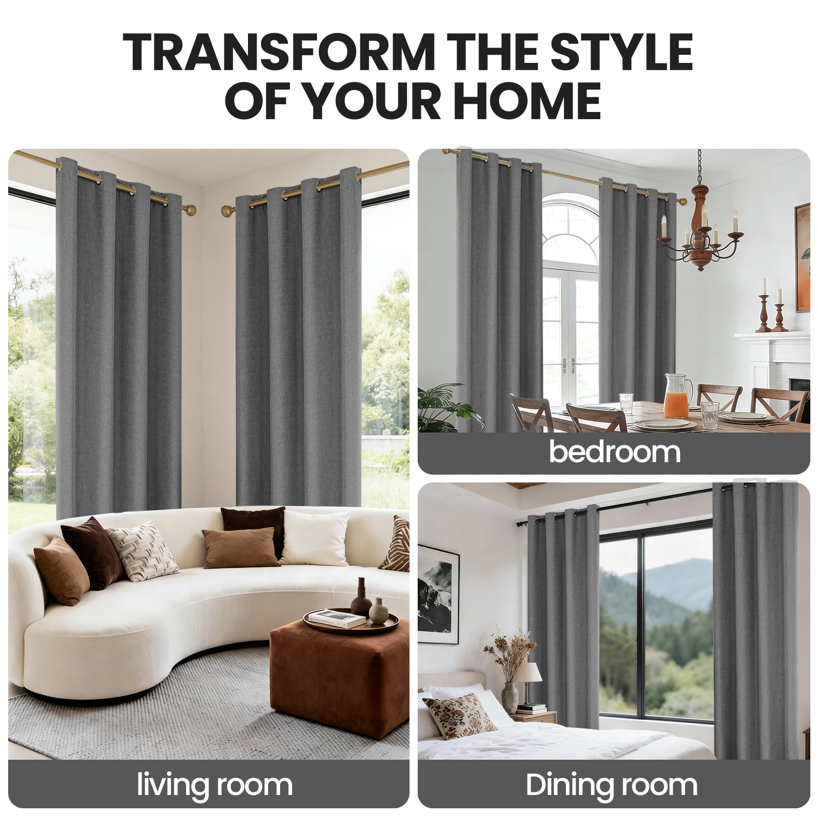 JIATER Blackout Curtains,42 x 84 inch Blackout Curtains Set of 2 for Bedroom Living Room,Thermal Insulated Room Darkening Drapes with Grommet,Dark Gray