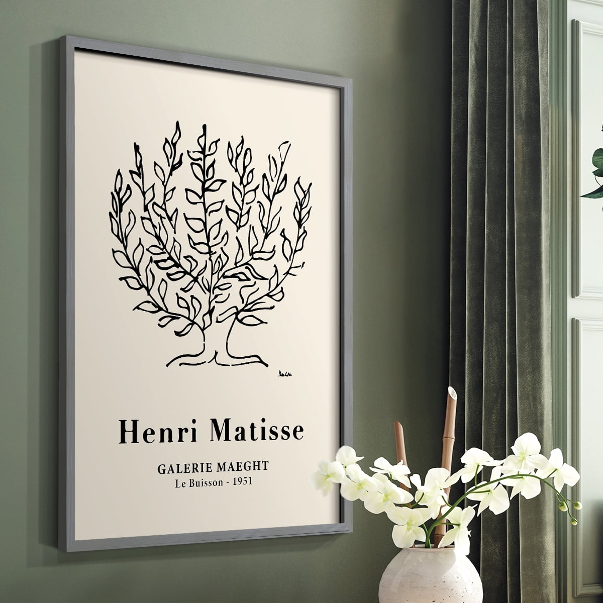 Matisse CXLVIII Framed Print in Gray Solid Wood 16 x 20 Framed Print