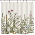 thumbnail image 3 of CAILDANL Wildflower Botanical Shower Curtain for Bathroom Decor 72Wx72H Inch Floral Flower Plant Herbs Sage Green Leaves Decorative Bath Set Bathroom Accessories Fabric Waterproof 12 Pack Hooks, 3 of 7