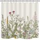 thumbnail image 3 of Cortina de ducha botánica de flores silvestres para decoración de baño, 71.7 x 71.7 in, flores florales, plantas, hierbas, hojas verdes salvia, juego decorativo de baño, accesorios de baño, tela impermeable, juego de 12 ganchos brillar Electrónica, 3 of 5