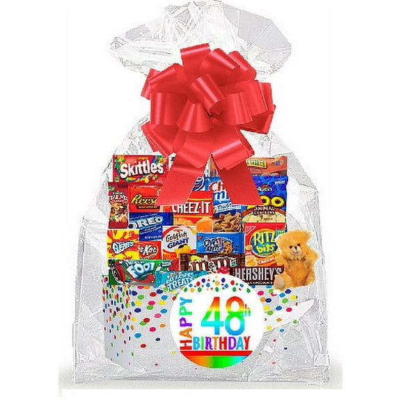 CakeSupplyShop Item#048BSG Happy 48th Birthday Rainbow Thinking Of You Cookies, Candy & More Care Package Snack Gift Box Bundle Set - Ships FAST!
