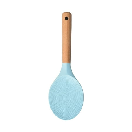 Qiangzon Rice Spoon for Nonstick Cookware Great for Cooking and Serving - Sturdy Bpa-Free Silicone with Wood Handle Mixing and Scraping Spoon Heat Resistant Gentle on Pans A Spoon