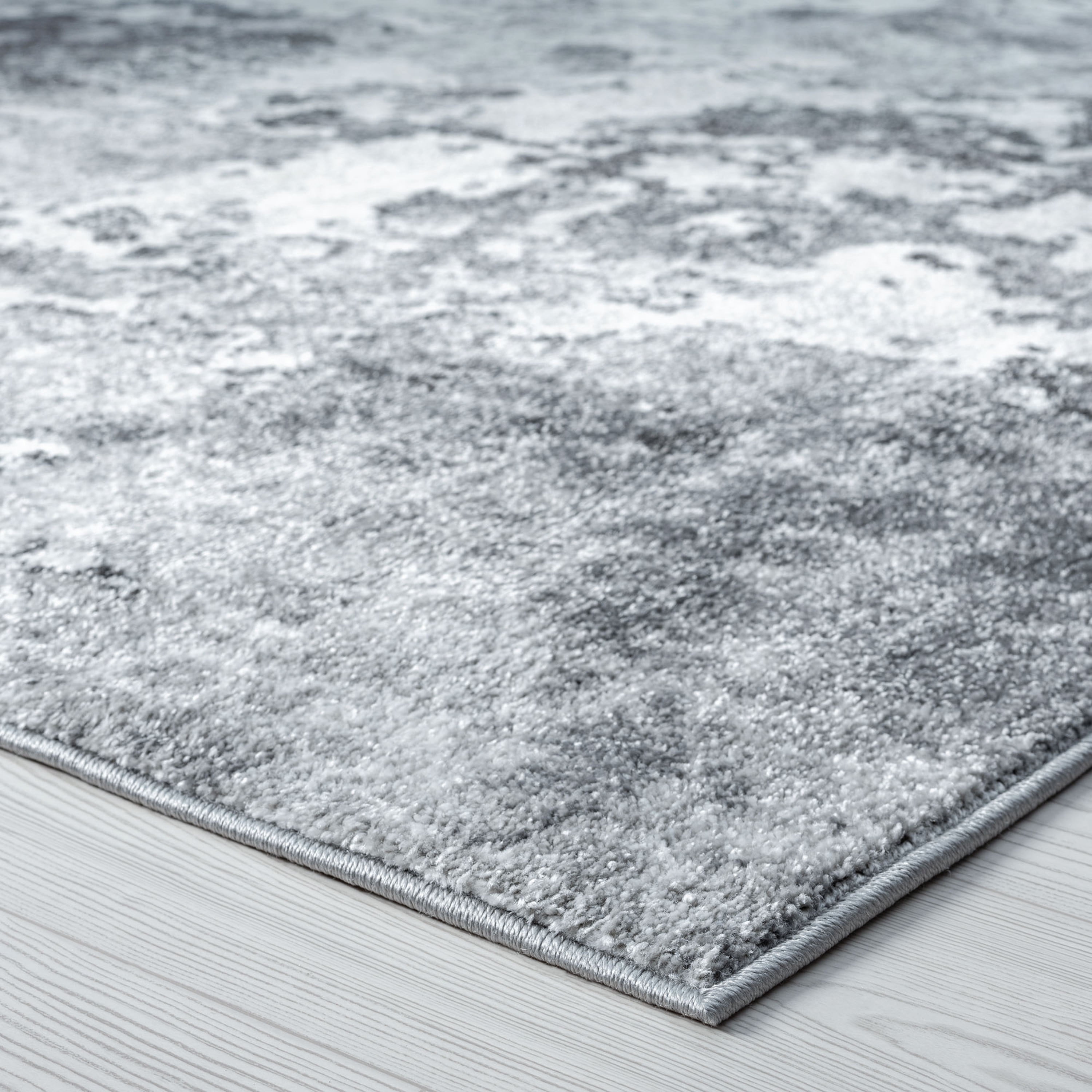 Contemporary 5x8 Area Rug (5'3'' x 7'3'') Abstract Gray, Gray Living Room Easy to Clean