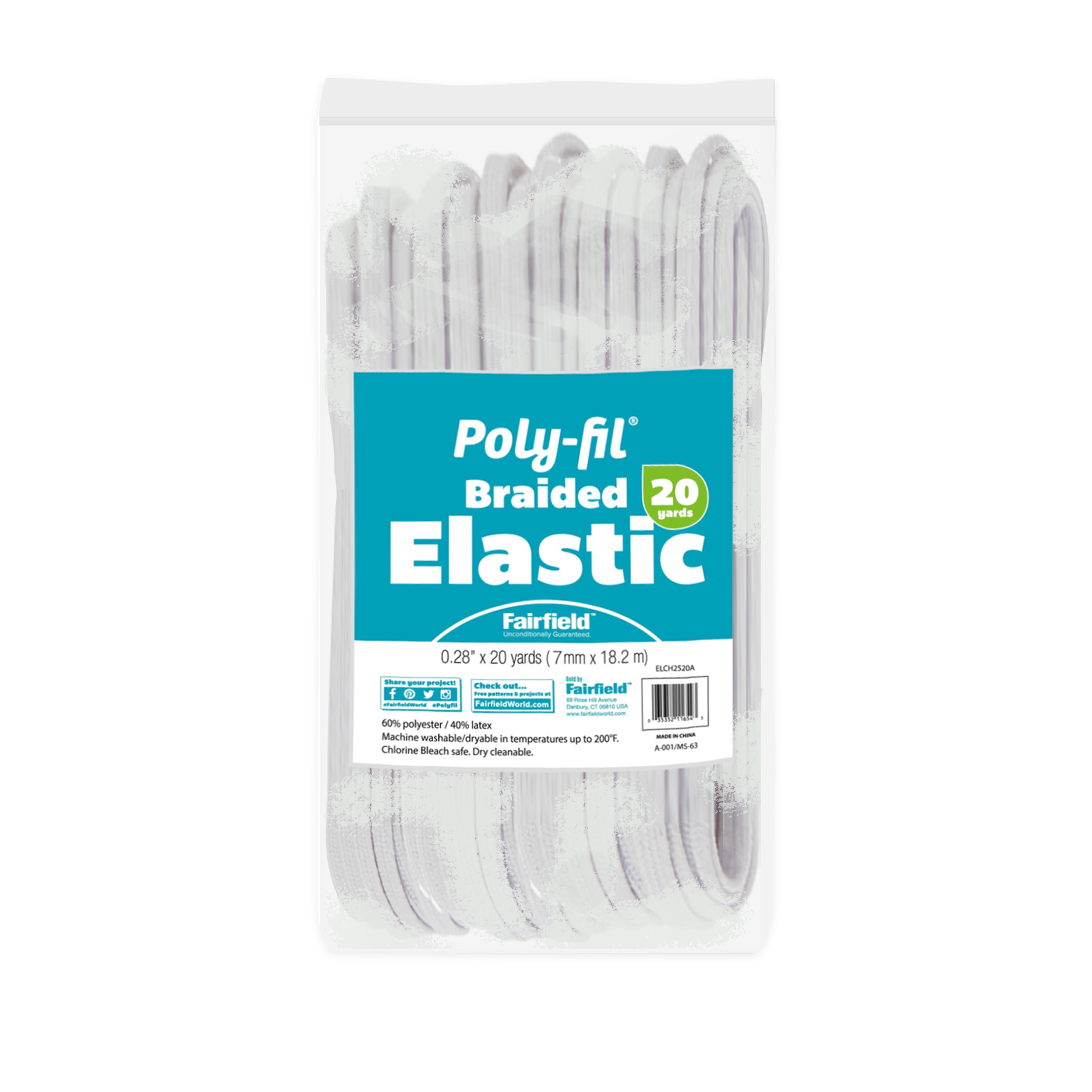 PolyFil 1/4" Poly/Latex Braided Elastic 20 yards