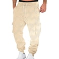 thumbnail image 2 of CFLVAEK Big and Tall Mens Sweatpants with Pockets Thermal Fall Winter Workout Pants Casual Drawstring Elastic Waist Sweatpant Elastic Bottom Joggers Beige L, 2 of 7