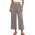 thumbnail image 6 of Qingpeng Womens Wide Leg Lounge Pants Pull On High Waist Soft Touch Straight Trousers with Pockets Summer Sleepwear, 6 of 8