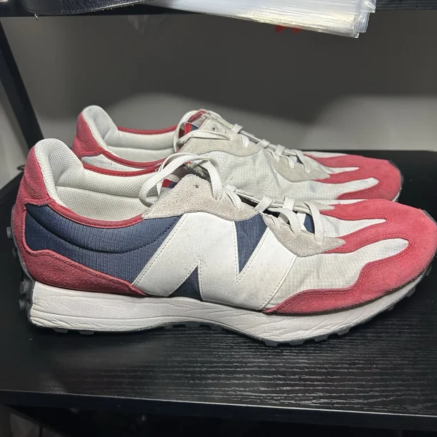 New Balance 327 Men's Size 17 White Team Red Casual Lifestyle Sneakers Shoes