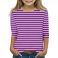 thumbnail image 2 of MeetoTime Kids 3/4 Sleeved T-shirt Casual Striped Printed Tunic Tops for Boys Girls 3-12 Years Children's Clothes, 2 of 5