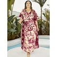 thumbnail image 6 of HAPPY BAY Women's Batik Caftan Loungewear House Dashiki Dress Kaftan Nightshirts for Women Sleepwear Plus size 2X-3X Burgundy, Sun, 6 of 6