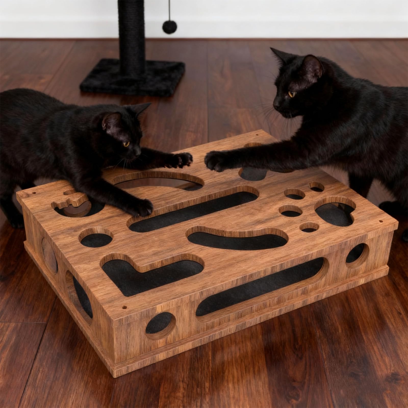 Cat Scratch Puzzle Enrichment Box, Cat Nail File Enrichment Box, Cat Scratchers for Indoor Cats, Nail File Stress Free Alternative to Clippers and Grinders,Contains Sandpaper Inside (Brown)