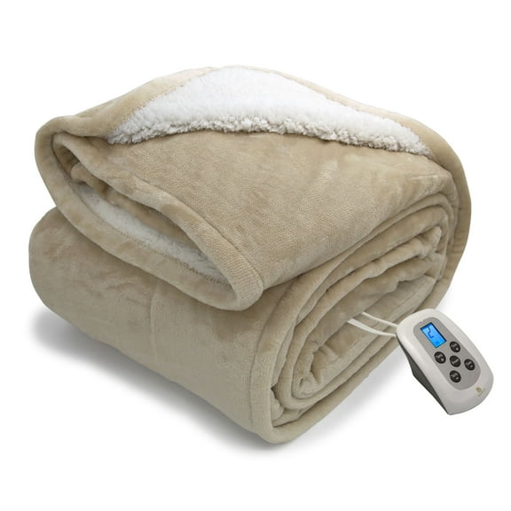 Heated Blanket Twin Linen Electric Throw with 10 Heat Settings/Safety 10 Hours Auto-Off Dual Controllers 62"X84"