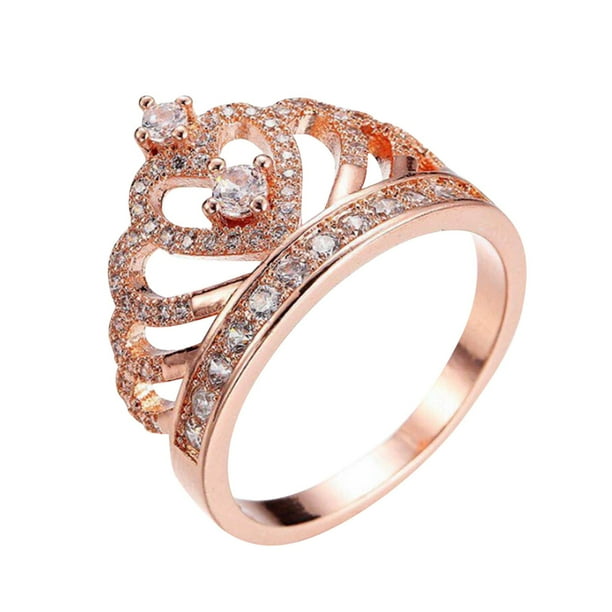Full Zircon Anillos Huecos Mujeres Moda Oro Rosa Zircon Anillo Señoras Anillos de Joyería para Mujeres Tamaño 5 10