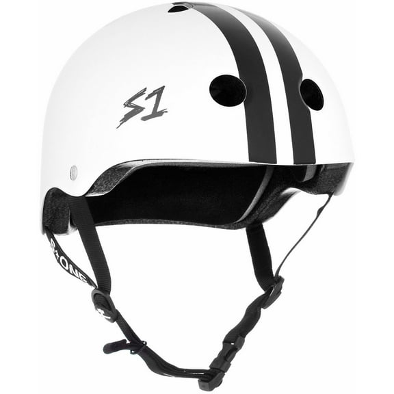 S1 Lifer Helmet - White Gloss w/ Black Stripes