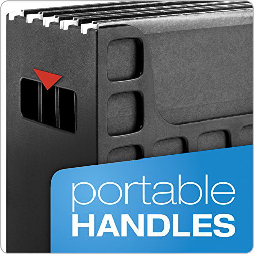 - 1 Pack Pendaflex Portable Desktop File Black Letter Size Side Handles Tabs & Inserts 9-1/2 x 12-3/16 x 6 Inches Hanging File Folders 23013 