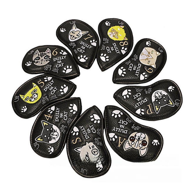 Juego de hierros de golf, juego de tapas para palos de golf, juego de tapas protectoras con dibujos animados, 9 piezas/juego, cuatro colores, personalización OEM