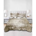 thumbnail image 2 of Quilts Full Size Bedding Set, Shabby Brown Lightweight Quilted Comforter, Oil Painting Vintage Art Brown White Soft Reversible Bedspread Coverlet with Pillow Covers for All Season, 78" x 90", 2 of 7